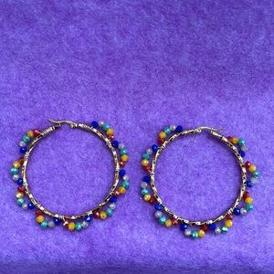 Handmade Wire Wrap Multicolor Hoops
